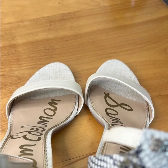 Sam Edelman YARO Snake Skin Cream Gray Chunky Heel Ankle Strap Sandal Women 10 - Picture 5 of 11